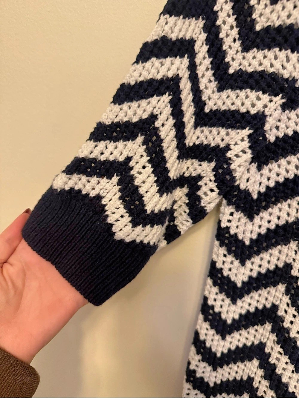 White + Warren Chevron Cotton Sweater Size XS - Picture 5 of 6